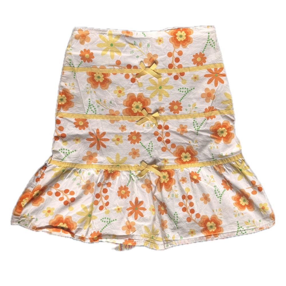 Retro Floral Orange and Yellow Skirt